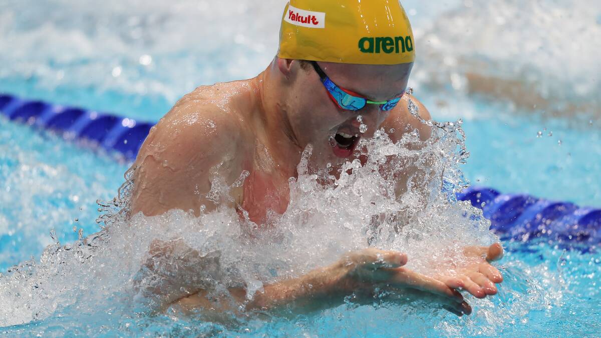 Senior team debut: Matt Wilson competing in the FINA Swimming World Championships in Budapest. He was eighth in the mens' 200m breaststroke final and helped his team to silver in a medley relay. Photo: Swimming Australia