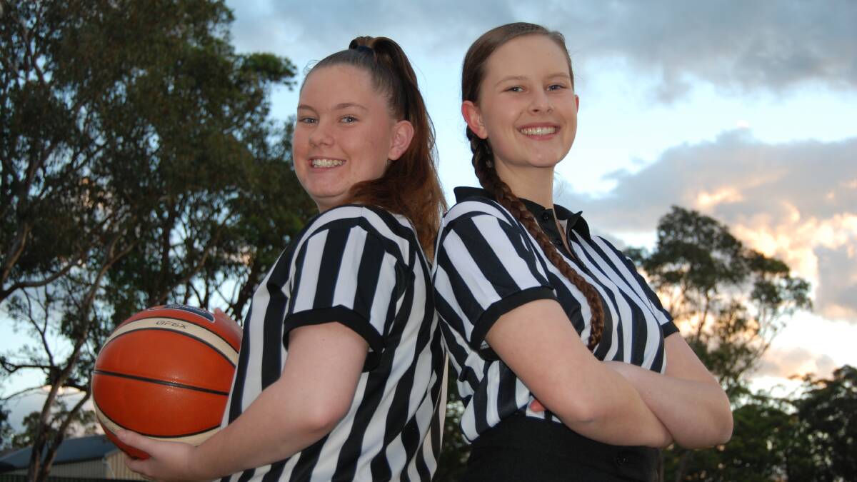 Applying the rule book: Kirrily Wood and Emi Foster from Springwood Basketball Association will referee at the School Sport Australia Basketball Championships in Darwin in August.