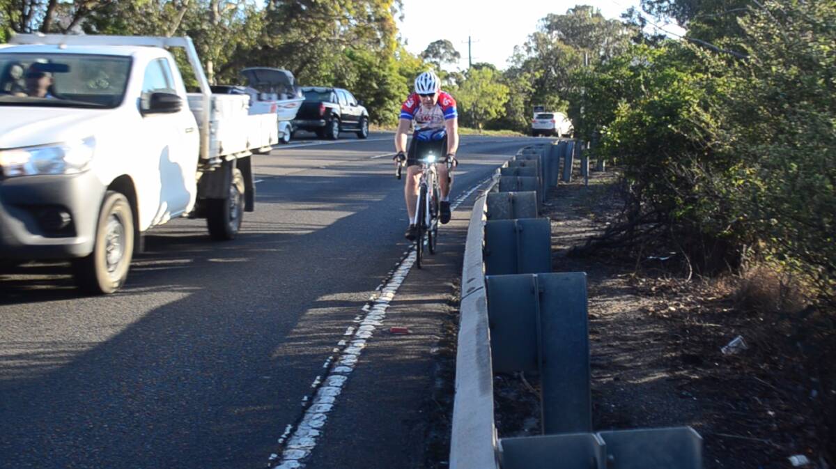 Navigating the Great Western Highway at Faulconbridge without a road shoulder is extremely dangerous for cyclists, and must be fixed before plans to duplicate the highway between Katoomba and Lithgow proceed, says Blue Mountains Cycling Safety Forum's David Tritton.