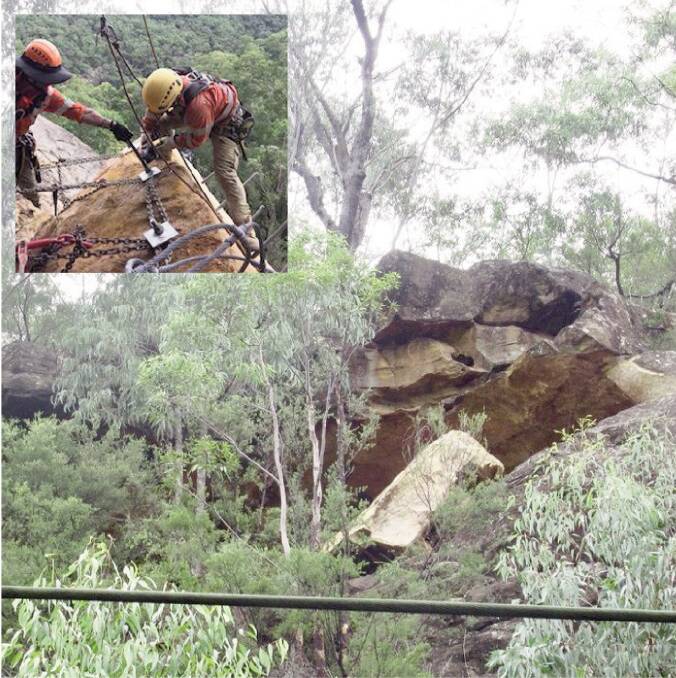 A large rock identified above the rail corridor at Glenbrook is being removed for the safety of customers and staff. The fallen rock appears to have detached from a large overhanging section approximately 20-25m above track level and is estimated to be more than 15 tonne. 
