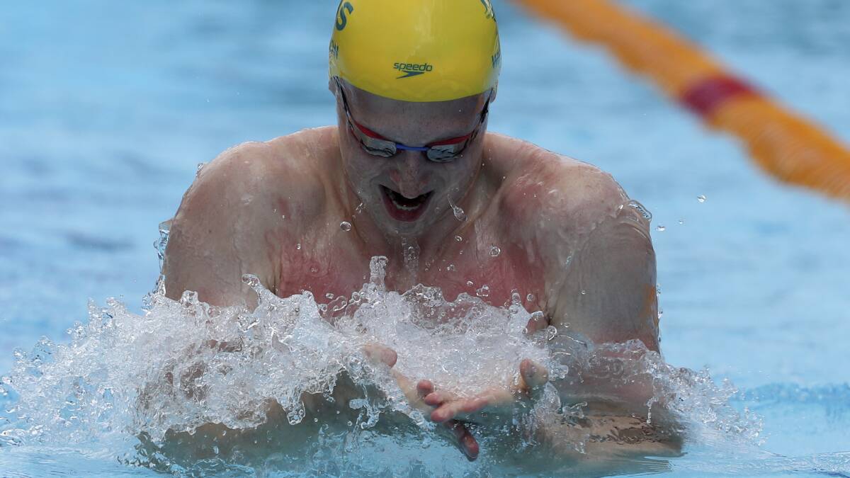 Matt Wilson competes in the men's 200m breaststroke heats during the 2018 Commonwealth Games at the Aquatic Centre on the Gold Coast, Australia, Thursday, April 5, 2018. Photo: AP/Rick Rycroft