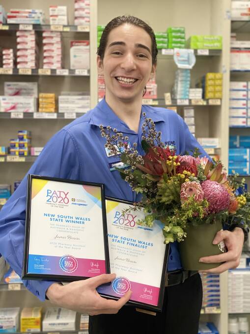 Loves his job: James Brown was named the NSW pharmacy assistant of the year.