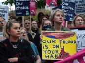 The Abortion Rights Campaign holds a solidarity march in London following the Supreme Court ruling at American Embassy (US Embassy). Picture: Getty Images