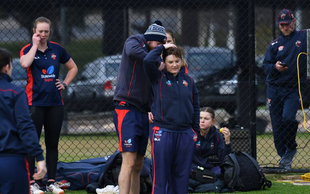 SUPPORT: Webb gets the royal treatment during a South Australian training session. Picture: SACA Media