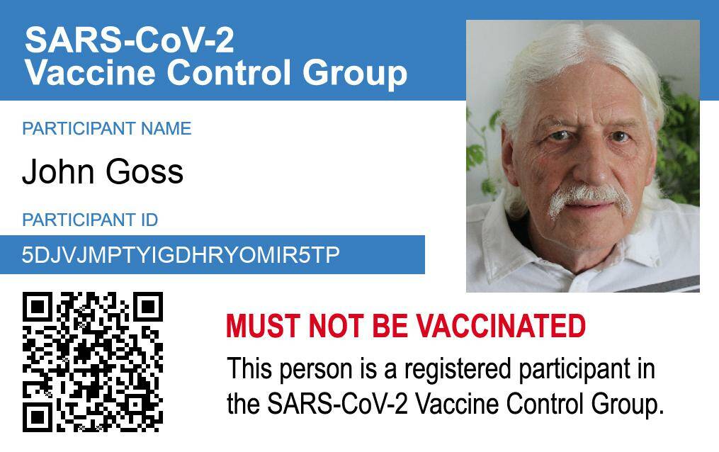 Fraudulent: An example of the fake 'COVID control group' card provided by Dr Neal Krawetz.