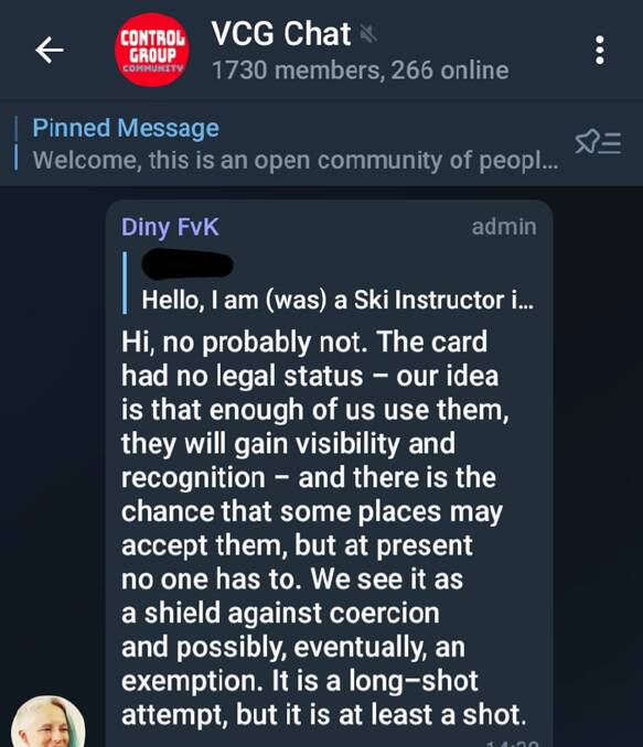 No legal status: A founder of the VCG admits the card has no legal status, implying the use of it to gain admission by claiming it was valid would be committing fraud.