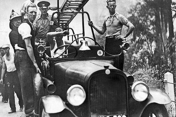 Ready to go: An early country region fire brigade and crew in the late 1930s. Picture: CFA.