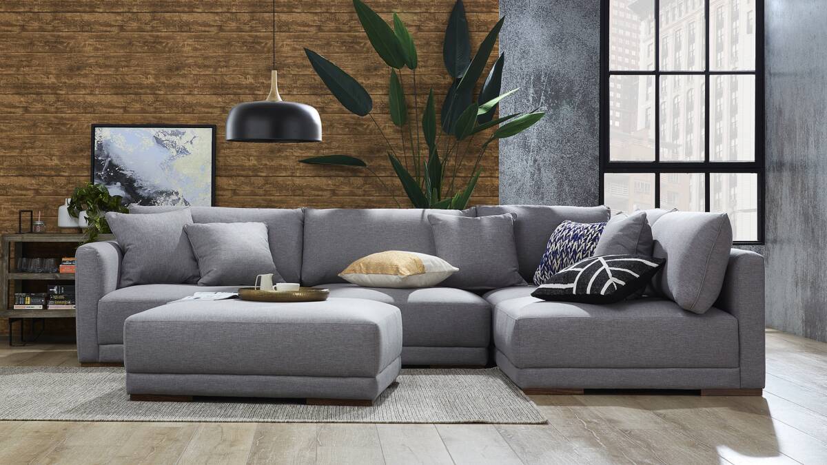 Seating a crowd?: Think about how many people will use the lounge before hitting the shops. Pictured is a Loft custom-made modern modular lounge with chaise.