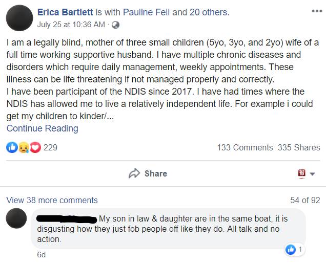 COMMON THEME: Erica Bartlett was inundated with stories from others about problems with the NDIS after sharing her personal experience on social media.