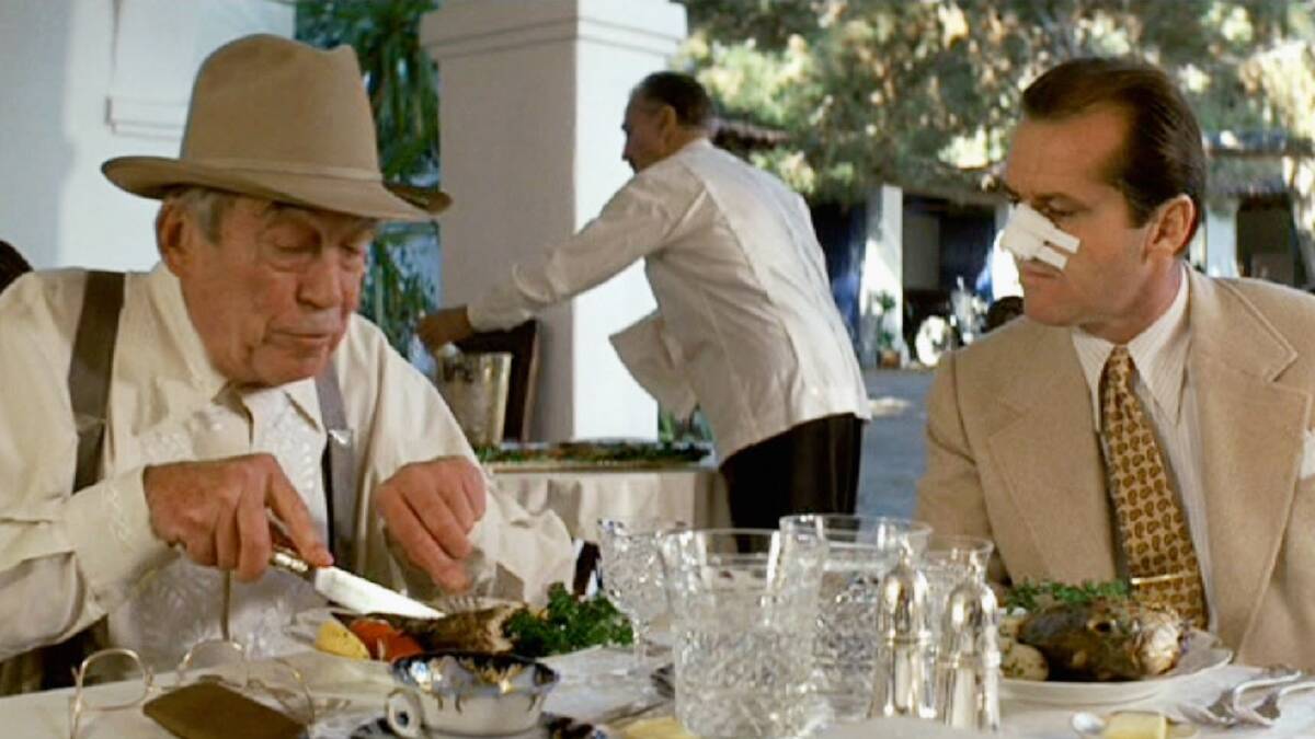 John Huston, left, and Jack Nicholson in Chinatown. Picture: Supplied