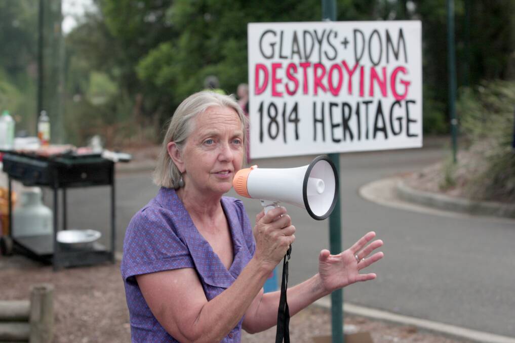 Court vow: Greens Senator Lee Rhiannon addresses the January 8 rally against work commencing at the site of the proposed new Windsor bridge. Picture: Geoff Jones.