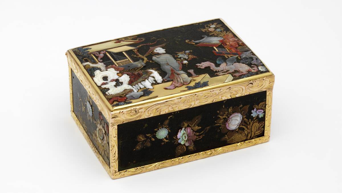 Snuffbox with oriental scenes, ca.1745. Picture: The Rosalinde and Arthur Gilbert Collection on loan to the Victoria and Albert Museum, London