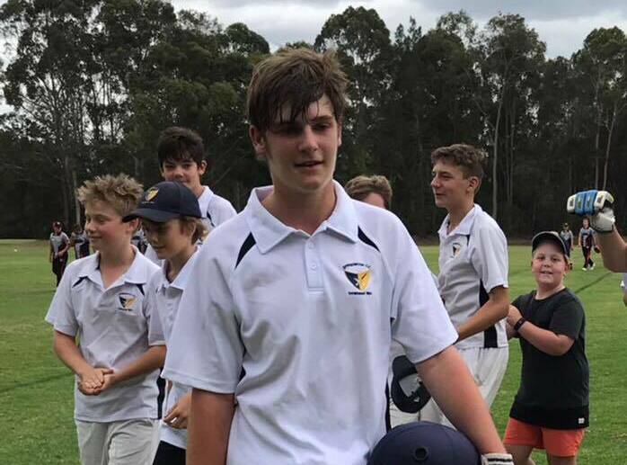 Isaac Selwood leaves the field after scoring 170 for Springwood Thomas U14.