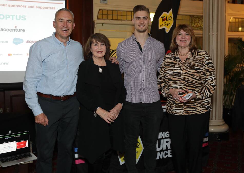Sunrise and Tour de Cure board member Mark Beretta; Viv Maitland, client services manager at Cancer Wellness Support; Olympic cyclist Matt Glaetzer; and Bronwen Johnston, Cancer Wellness Support general manager.