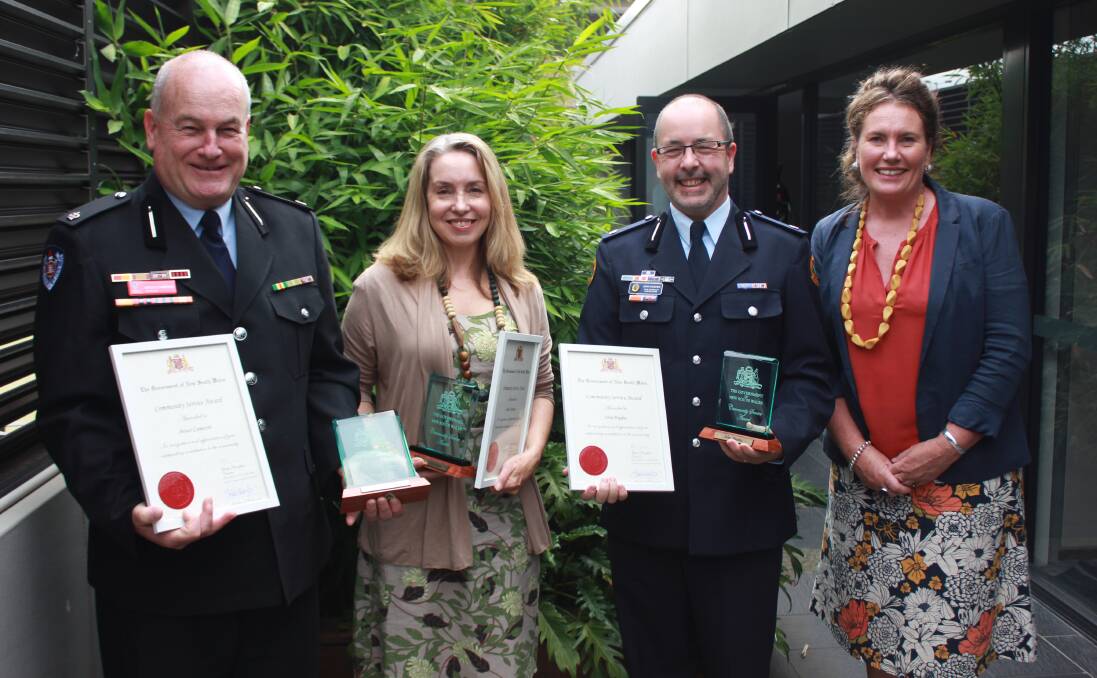 A state says thank you: Inspector Bruce Cameron, Anne Crestani, John Hughes and MP Trish Doyle