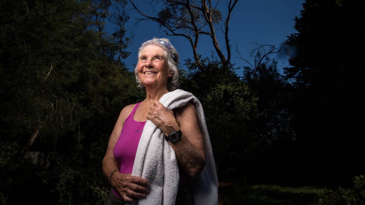 "Swimming has been life changing": Sue Wiles from Wentworth Falls is looking to add her 12th plate at this year's Cole Classic Ocean Swim. Photo: Wolter Peeters, The Sun Herald