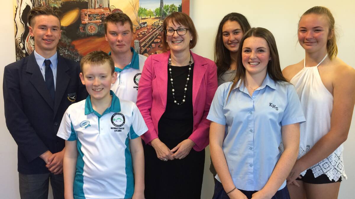Federal Member for Macquarie, Susan Templeman (centre), with Blue Mountains Sporting Champion grant recipients.