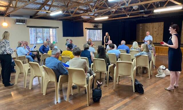 Federal Member for Macquarie Susan Templeman (right) at a bushfire recovery meeting in the Megalong Valley.