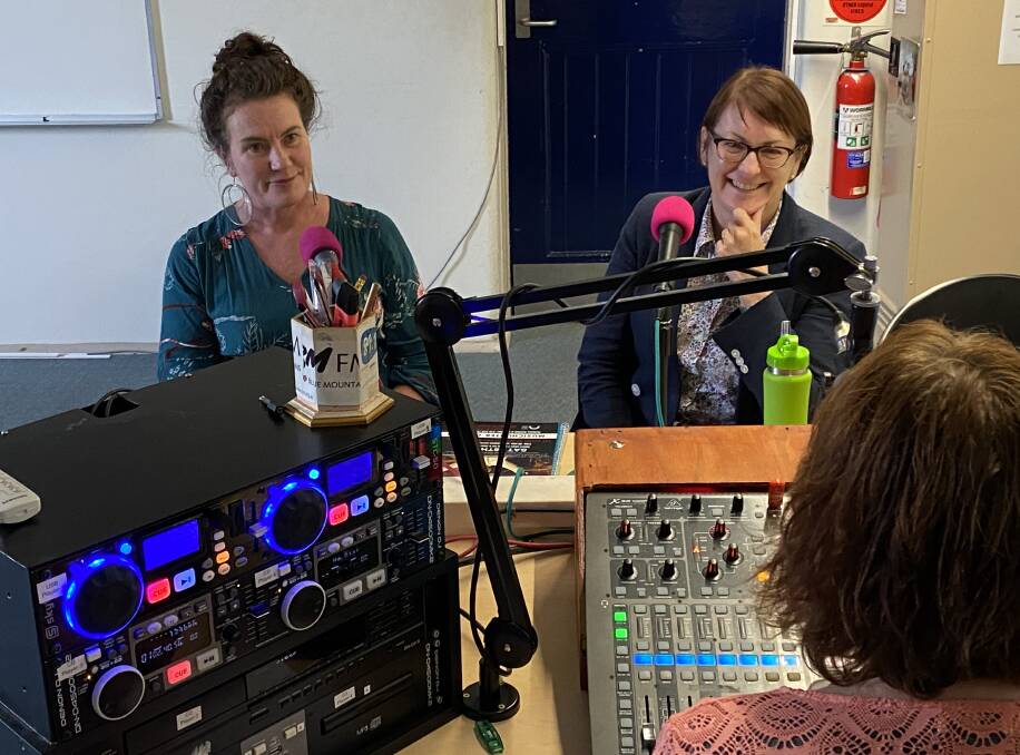 Blue Mountains MP Trish Doyle and Macquarie MP Susan Templeman are interviewed by Radio Blue Mountains, one of the groups to receive community grants funding.