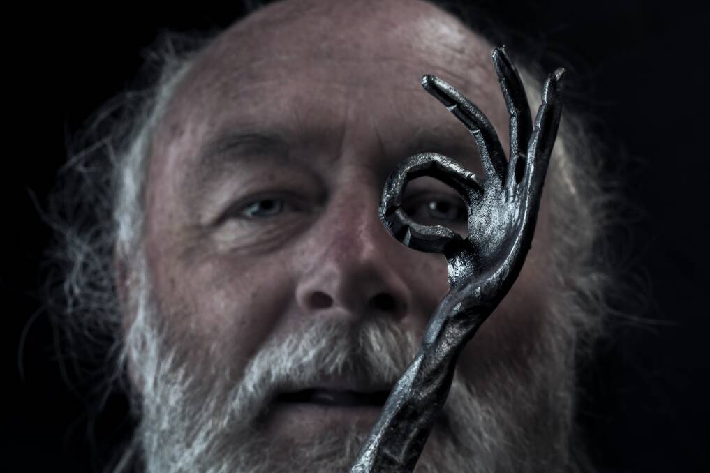 An eye for it: Ron Fitzpatrick with one of his forged sculptures at Talisman Gallery, Hartley. Photo by David Hill, Deep Hill Media