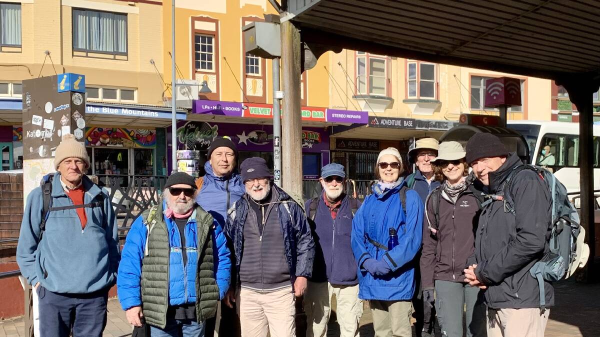Walkers at Katoomba Station at the start of inaugural Great West Walk on August 17.