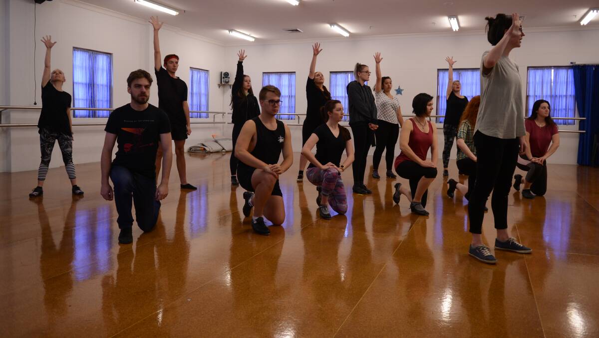 Dancers of BMMS' Gypsy rehearsing with choreographer, Catrin Phillips. Photo: John Dwyer