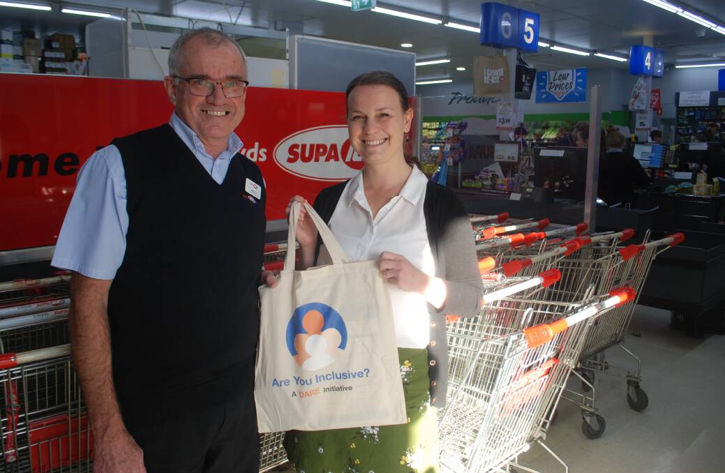 New initiative: Springwood IGA Supermarket store manager Neale Pearce with Dr Annie Brennan, Disability Inclusion Ambassador at DARE Disability Support.