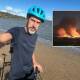 Katoomba hostel owner Ross McKimm in New Caledonia and the fires near where he is staying. Pictures supplied