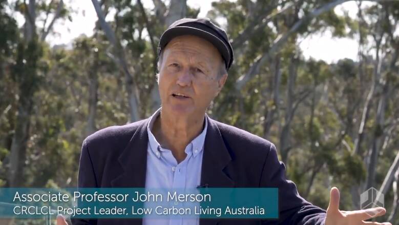 Blue Mountains resident, Associate Professor John Merson, as he appears in the Cooperative Research Centre’s Low Carbon Living video.