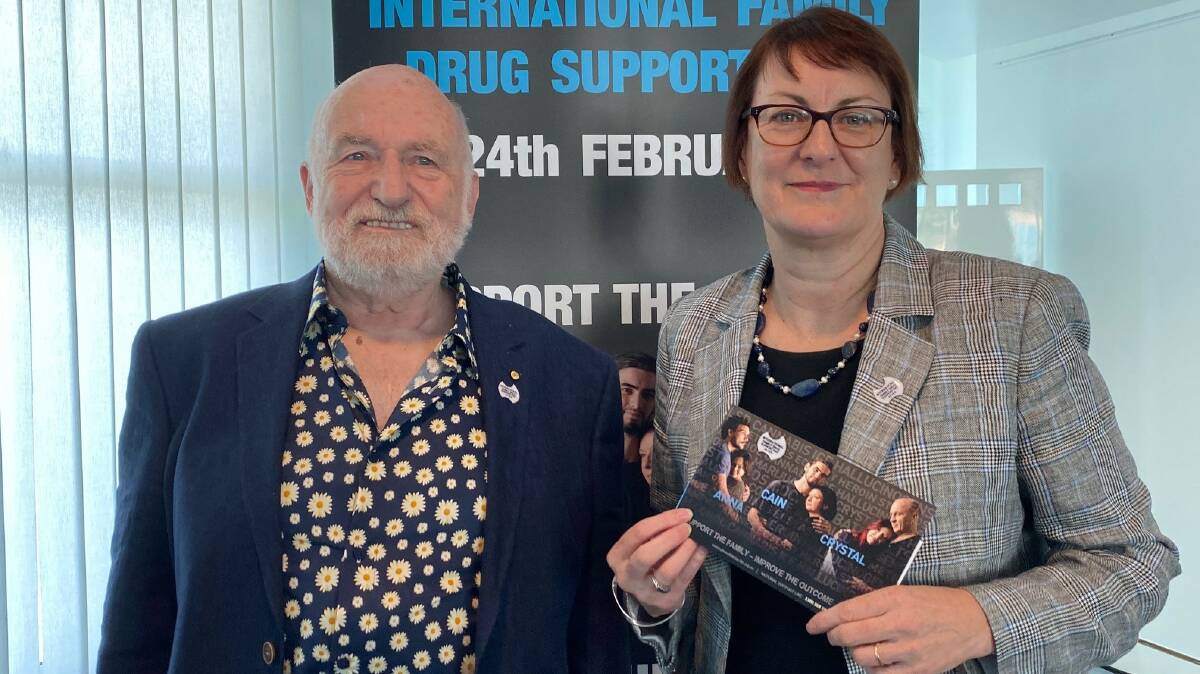 Family Drug Support founder and chief executive Tony Trimingham and Member for Macquarie Susan Templeman at Federal Parliament on Monday, February 24.