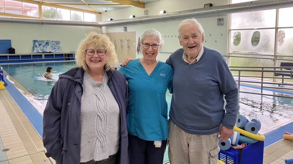 Senior physiotherapist Baiba Ford, Narelle Bissett and Tom Colless at the hydrotherapy pool. Picture supplied