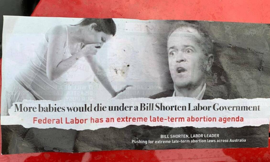 An election flyer from anti-abortion group, Cherish Life.