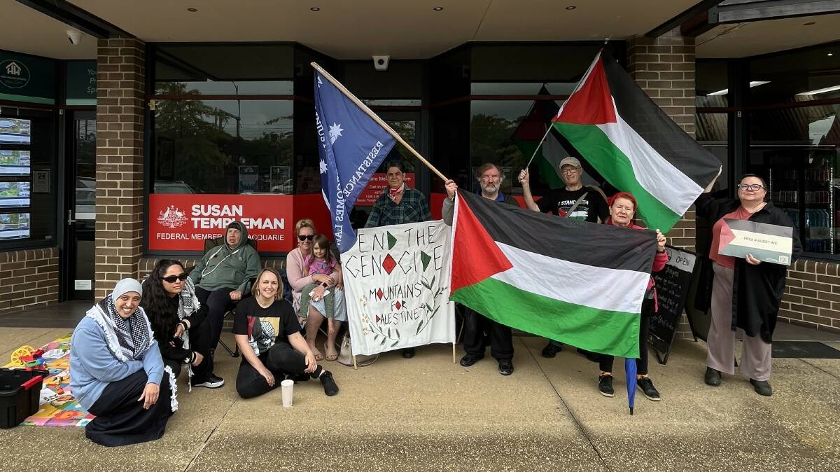 Mountains for Palestine members outside the Lawson office of Macquarie MP Susan Templeman in March, ahead of their meeting with the Labor MP on April 9. Picture supplied