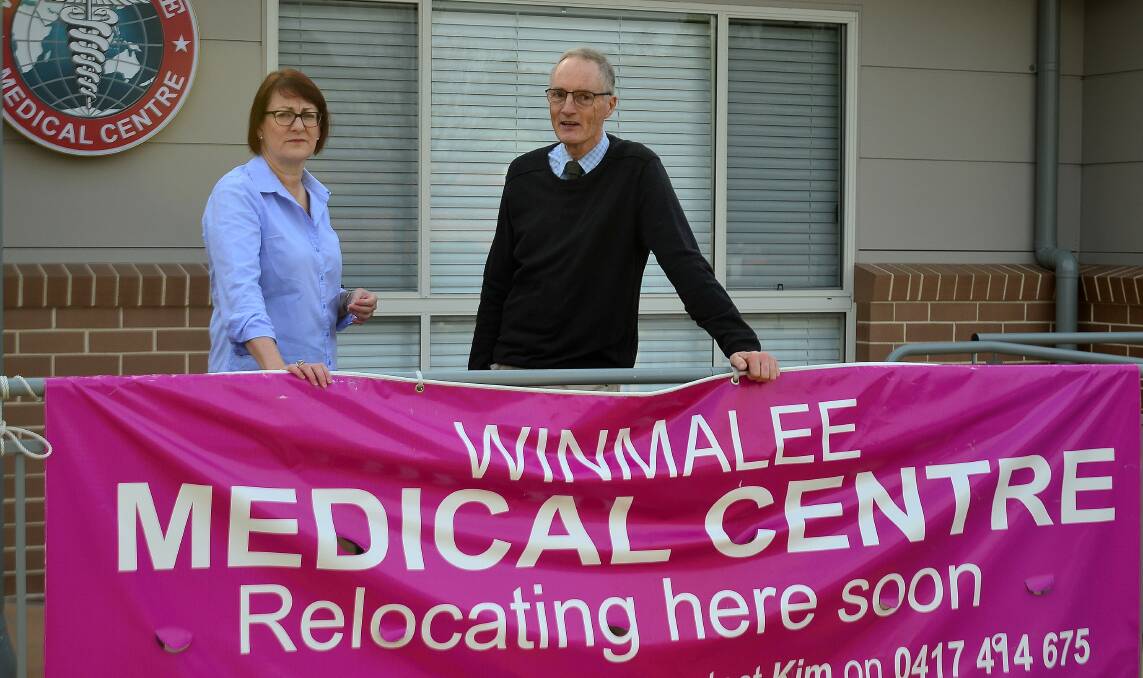 Frustrated by delays: Federal Member for Macquarie Susan Templeman with Dr Michael de Vries of Winmalee Medical Centre outside the unoccupied new centre.