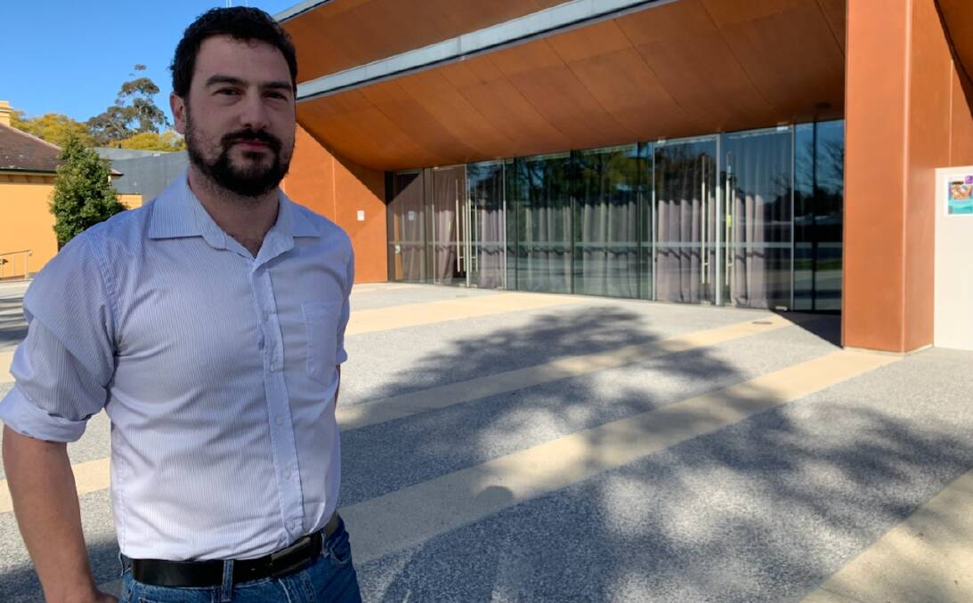 Called for the boycott: Liberal Cr Brendan Christie says anti-vax bus will not book council venues. Pictured here outside the Hub in Springwood.