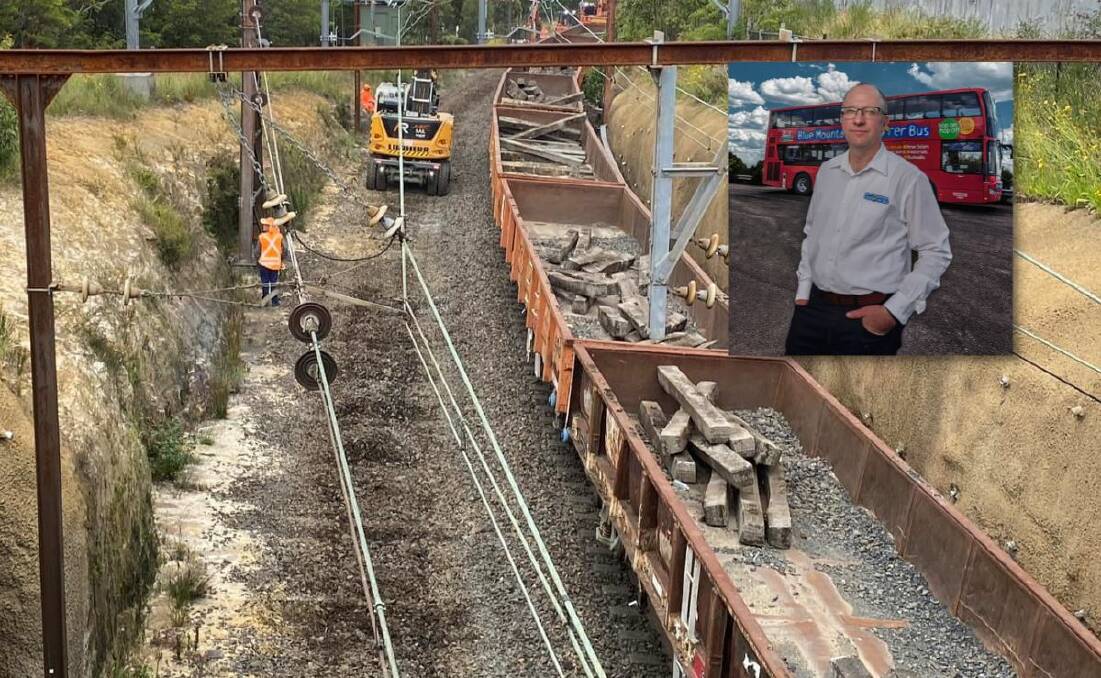 Blue Mountains Tourism president Jason Cronshaw (inset) has described the closure of the Blue Mountains rail line over Christmas as a "devastating blow" to the local tourism industry. Main picture Trish Doyle MP Facebook page