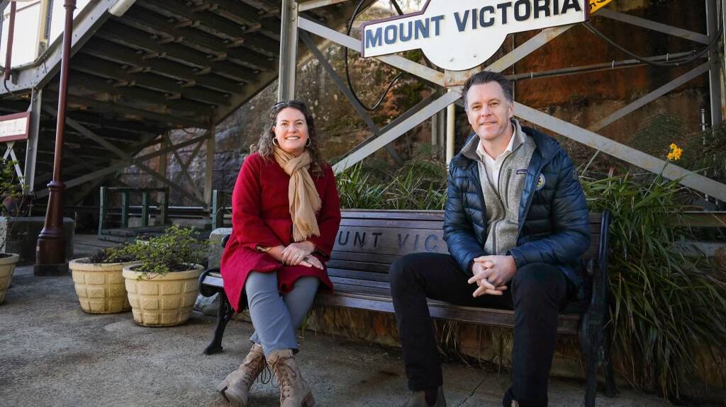 Blue Mountains MP Trish Doyle with NSW Opposition Leader Chris Minns at Mount Victoria station this year. Picture supplied