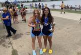 Emily Boyes and Viti Young with trophies from the NSW Combined High Schools championships. Picture supplied
