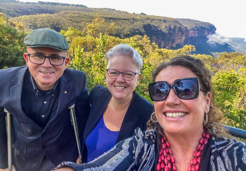 Blue Mountains mayor Mark Greenhill, NSW Environment Minister Penny Sharpe and Blue Mountains MP Trish Doyle at the opening of the Grand Cliff Top Walk. Picture supplied