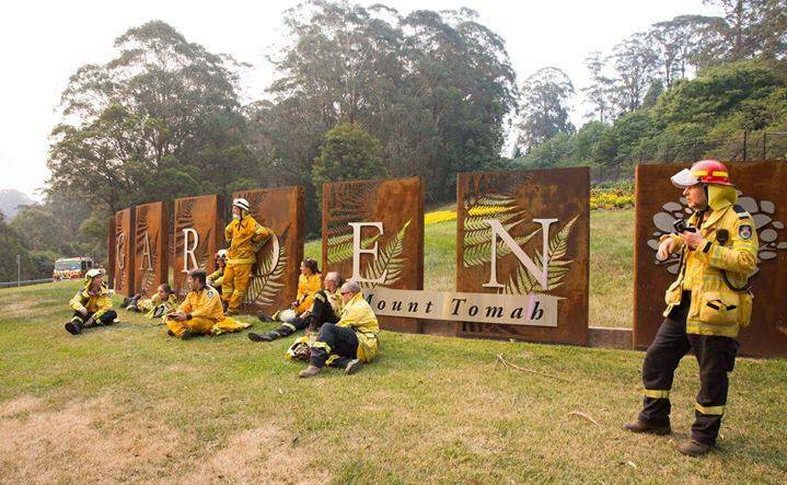 Some of the firies who defended the Blue Mountains Botanic Garden in December. Photo: Facebool.