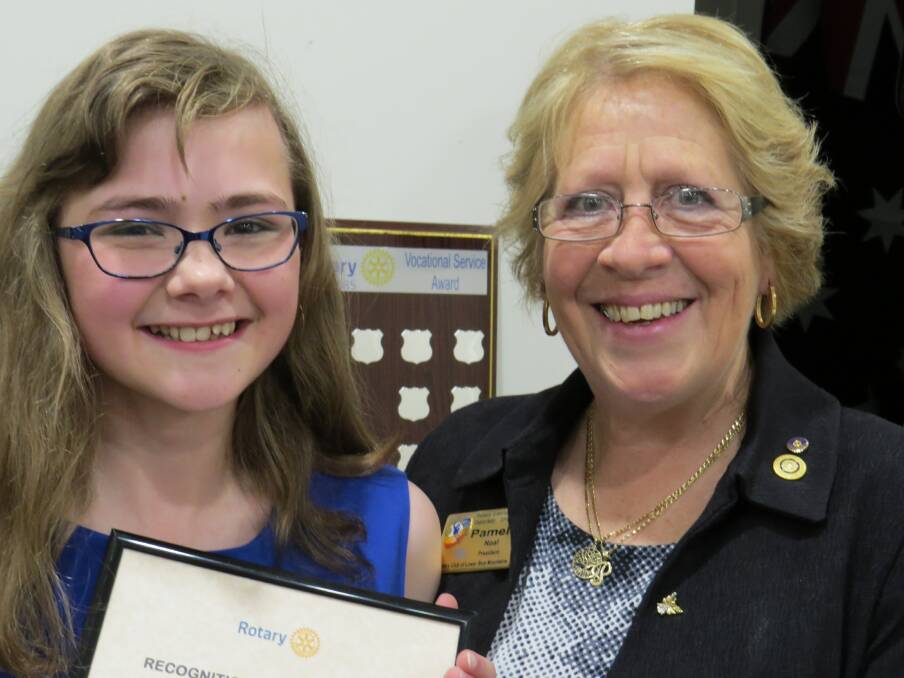 Lower Blue Mountains Rotary’s Outstanding Youth Award winner for 2016, Georgia Chapman, with Rotary Club President, Pamela Noel.