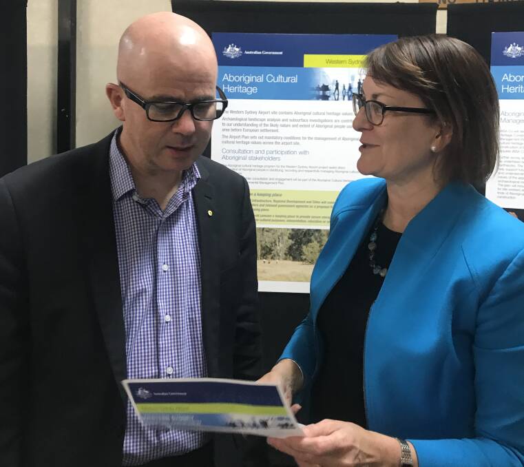 Blue Mountains mayor Mark Greenhill and Macquarie MP Susan Templeman at the information session on Western Sydney Airport held in Glenbrook.