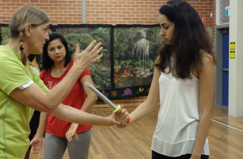  Learning skills: Course instructor Sarala Porter (left) teaches self-defence in Katoomba.