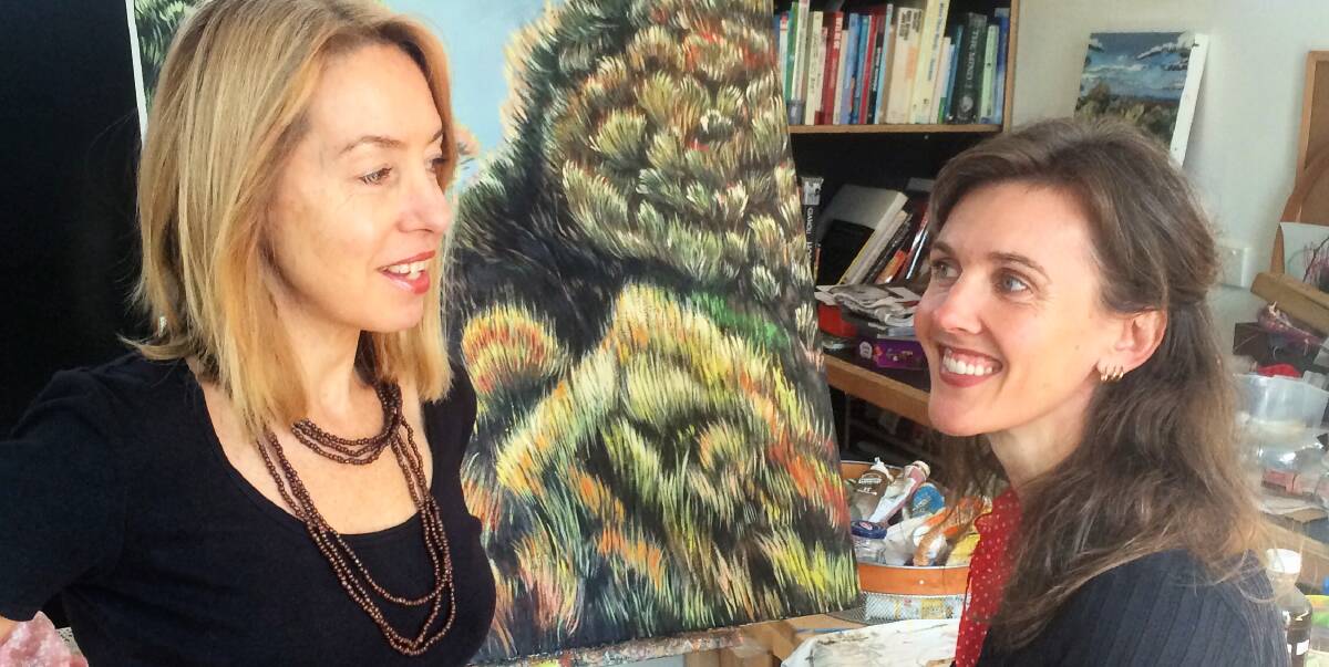 Joint venture: Artists Anne Crestani (left) and Rachel Hannan.  Hannan depicts raw, windswept escarpments and valleys and Crestani explores the forms and moods created in the magical moments as day transitions into night.