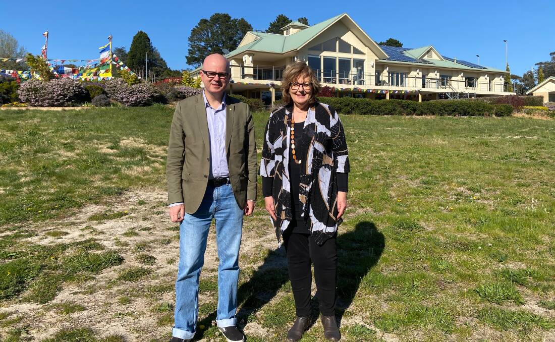 Blue Mountains mayor Mark Greenhill and Blue Mountains City Council CEO Dr Rosemary Dillon at the former Katoomba Golf Clubhouse.
