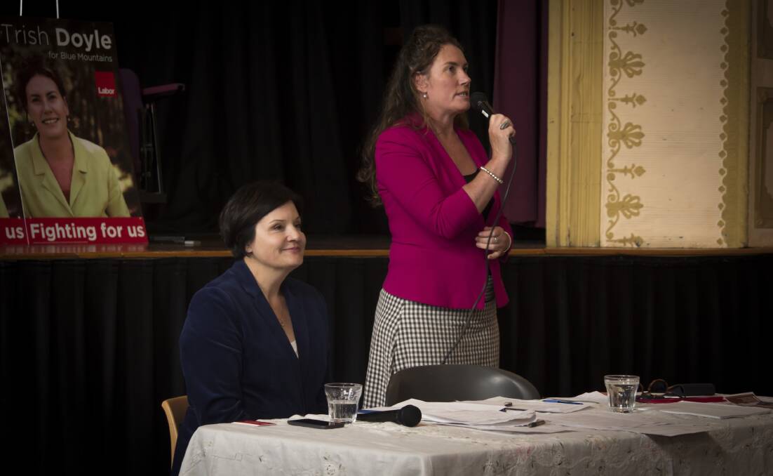 Labor’s transport spokeswoman, Jodi McKay (left), with Blue Mountains MP Trish Doyle in Wentworth Falls.
