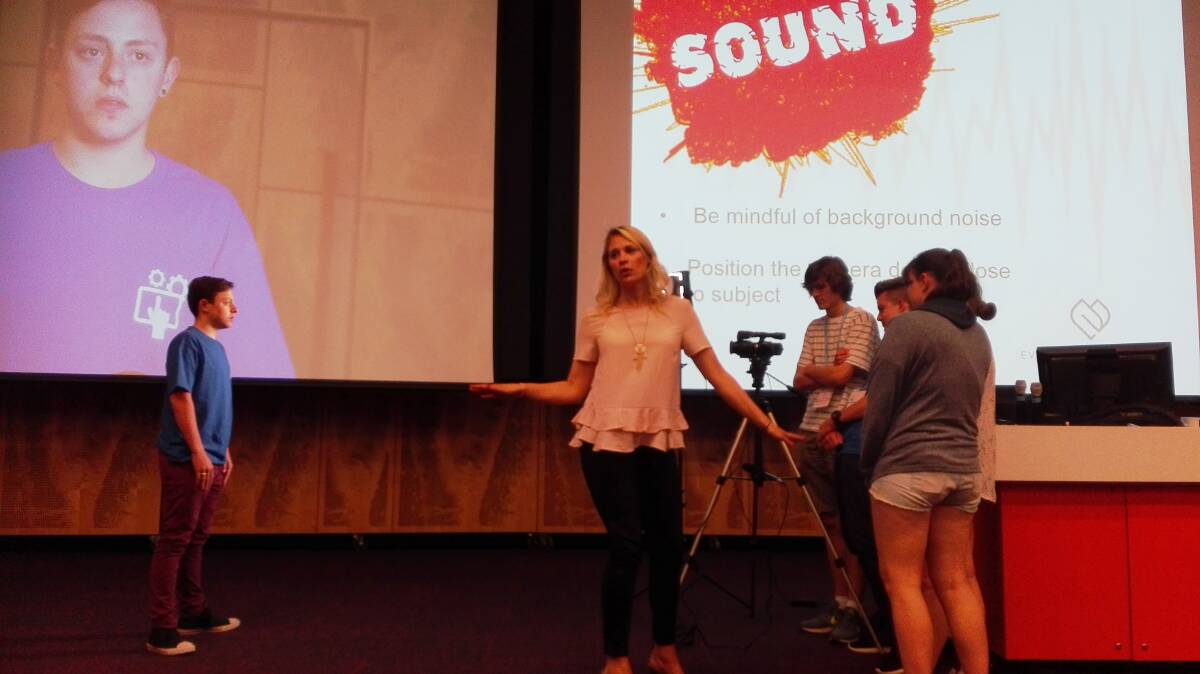 Calling for new input: Members of Blue Mountains Youth Council pitch on video at the NSW Youth Council’s Conference in 2017.