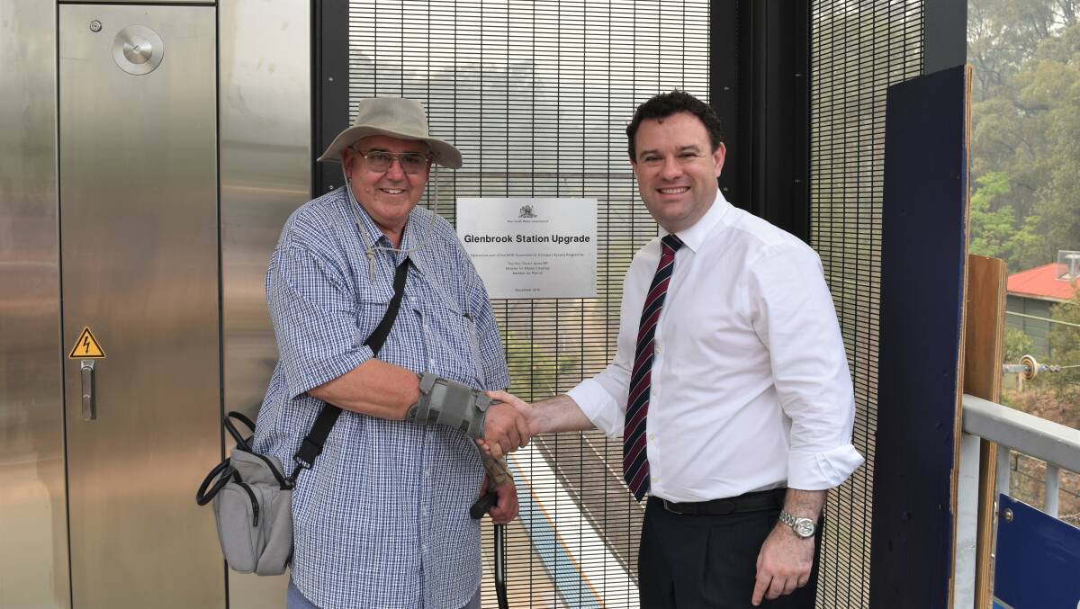 Penrith MP Stuart Ayres at Glenbrook station with John Stalling
