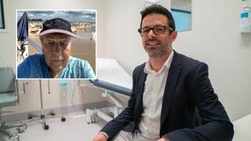 Dr Deme Karikios, Medical Oncologist at Nepean Cancer and Wellness Centre and, inset, Springwood resident Wayne Singleton. Pictures supplied 
