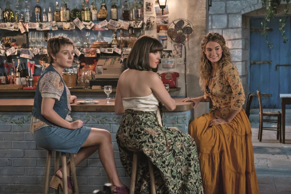 Rotary screening: Young Rosie (Alexa Davies), young Tanya (Jessic Keenan Wynne) and young Donna (Lily James) in Mamma Mia! Here We Go Again. 